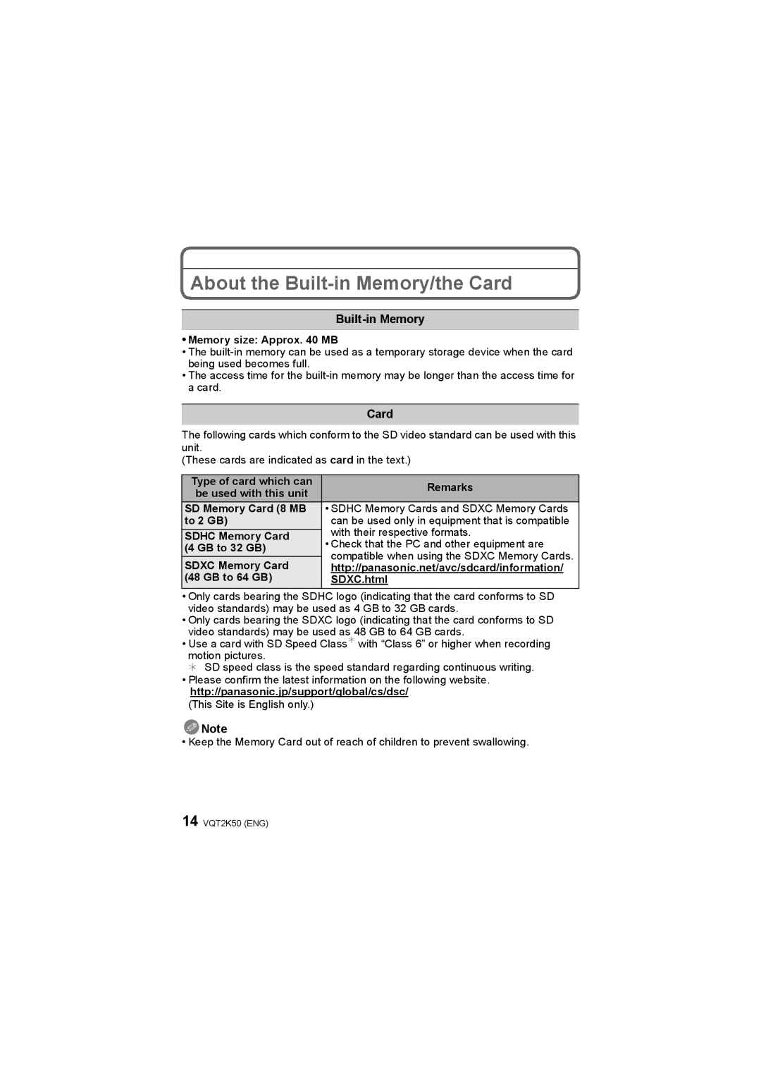 Panasonic DMC-FH1, DMC-FH3, DMC-FH20 operating instructions About the Built-in Memory/the Card 