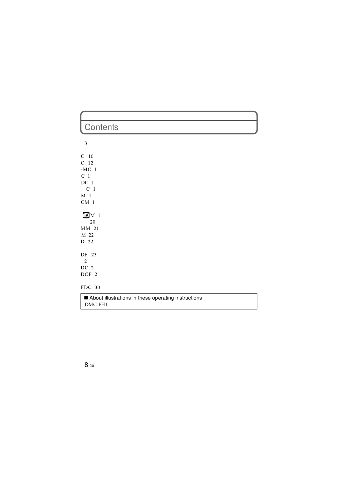 Panasonic DMC-FH1, DMC-FH3, DMC-FH20 operating instructions Contents 