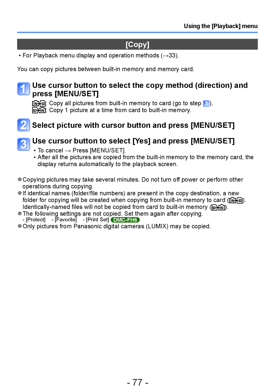 Panasonic DMC-S5, DMC-FH4, DMC-S2, DMC-FH6 operating instructions Copy 