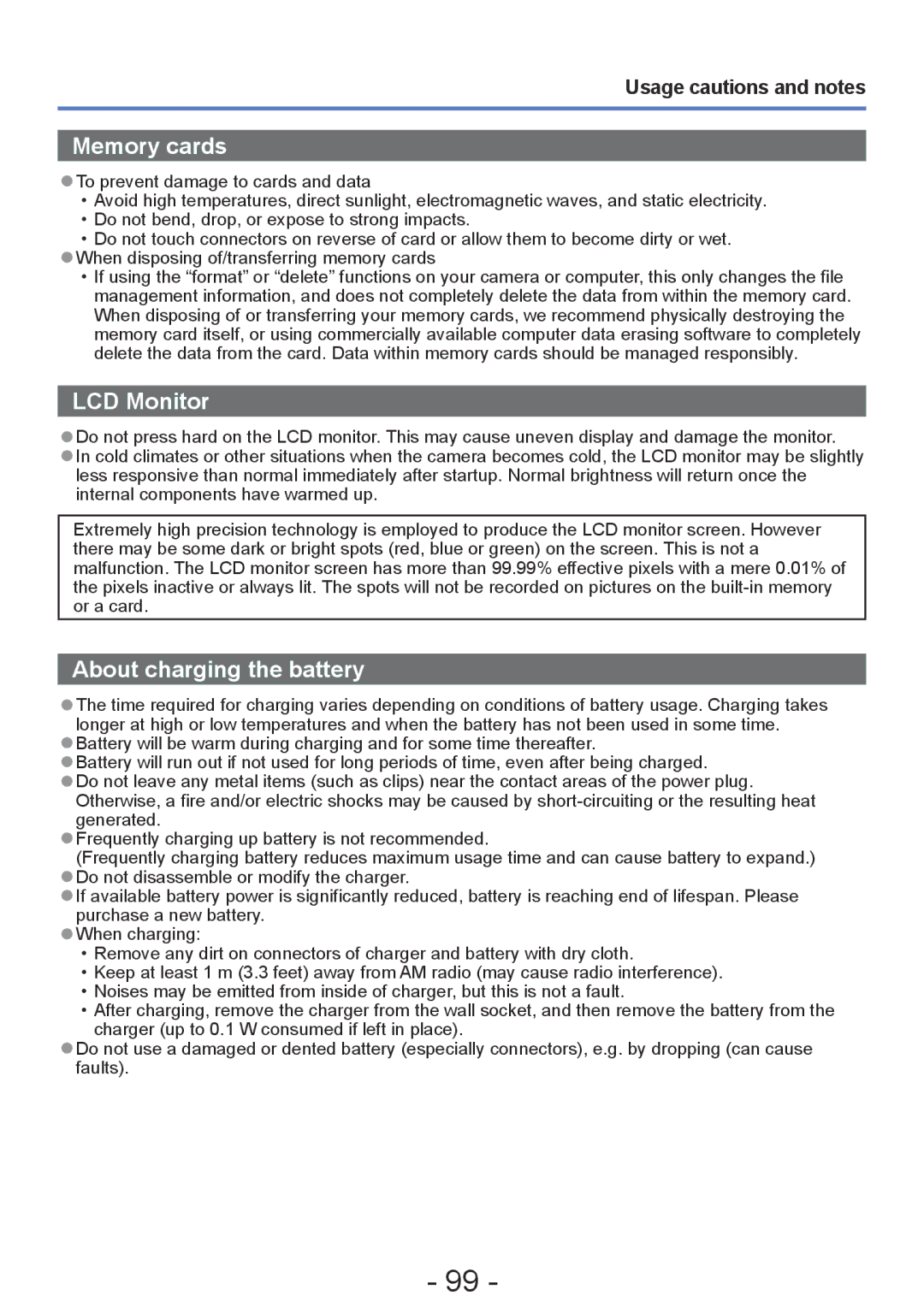 Panasonic DMC-FH6, DMC-FH4, DMC-S5, DMC-S2 operating instructions Memory cards, Usage cautions and notes 