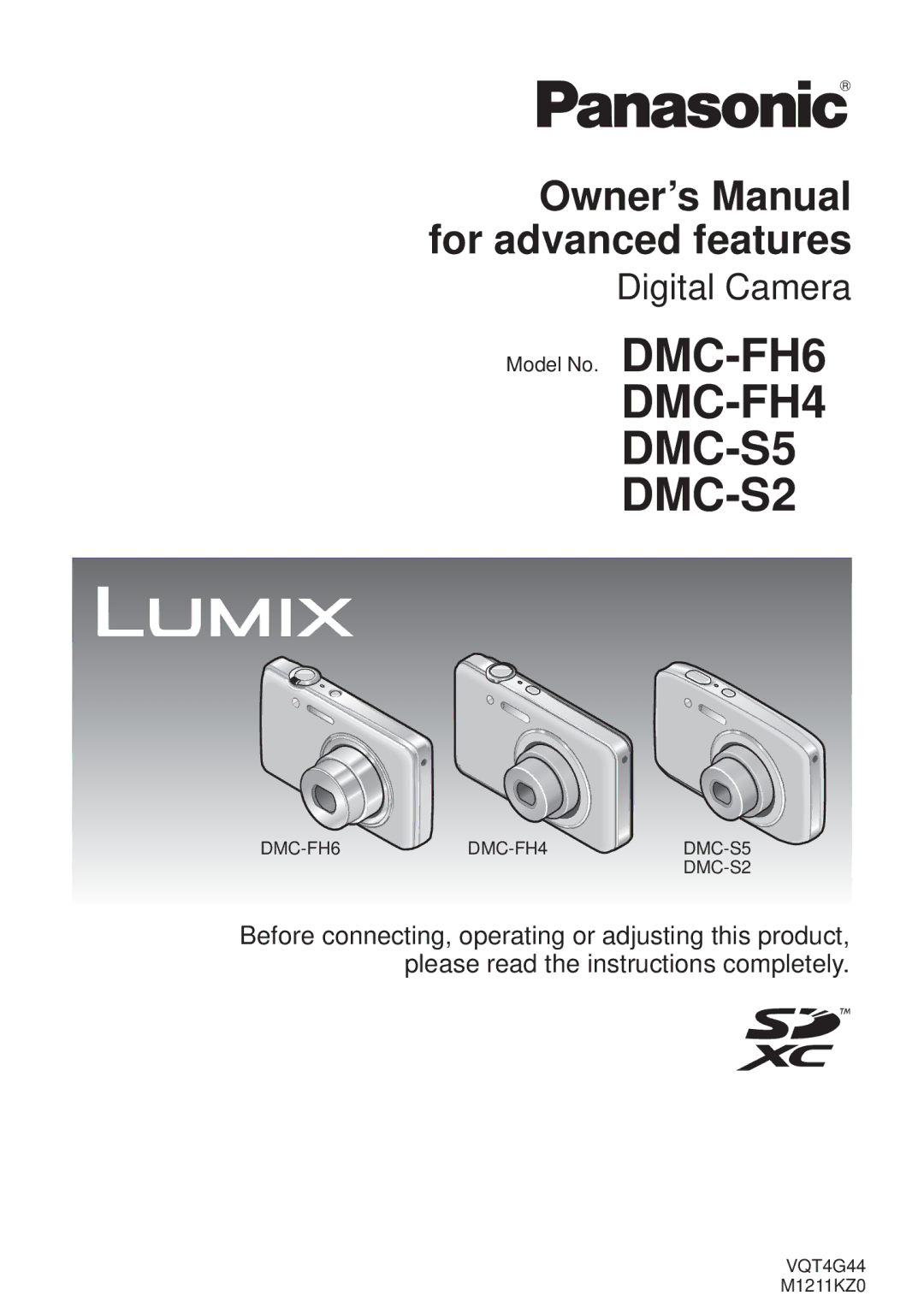 Panasonic owner manual DMC-FH4 DMC-S5 DMC-S2, Model No. DMC-FH6 