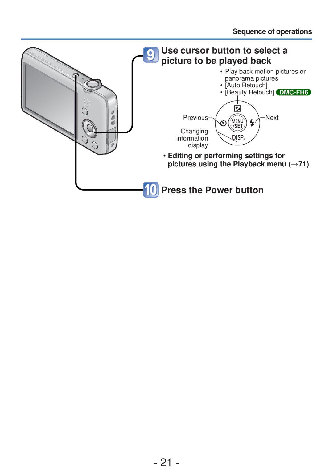 Panasonic DMC-S5, DMC-FH4 owner manual Use cursor button to select a picture to be played back, Press the Power button 