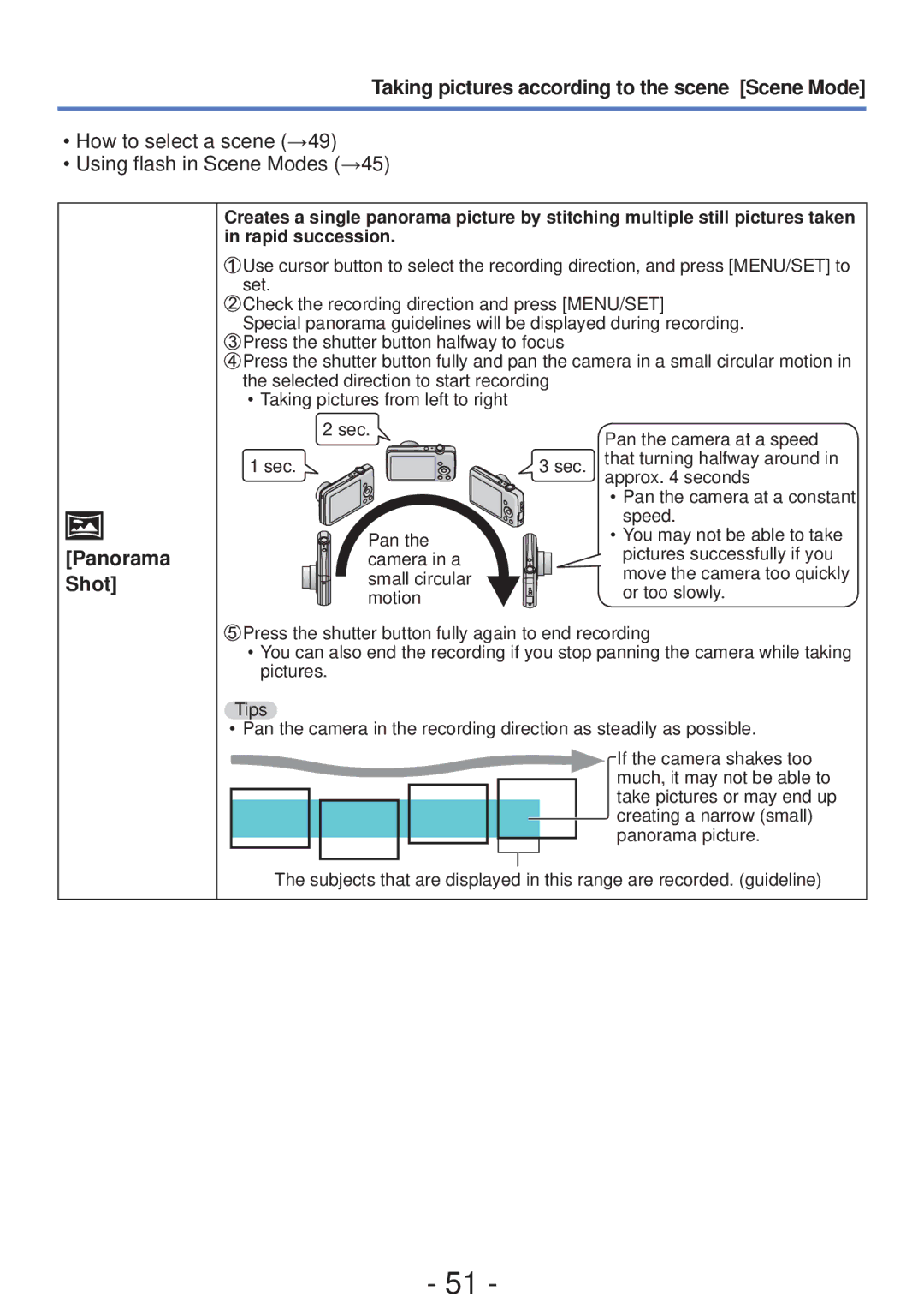 Panasonic DMC-S5, DMC-FH4 owner manual Panorama Shot 