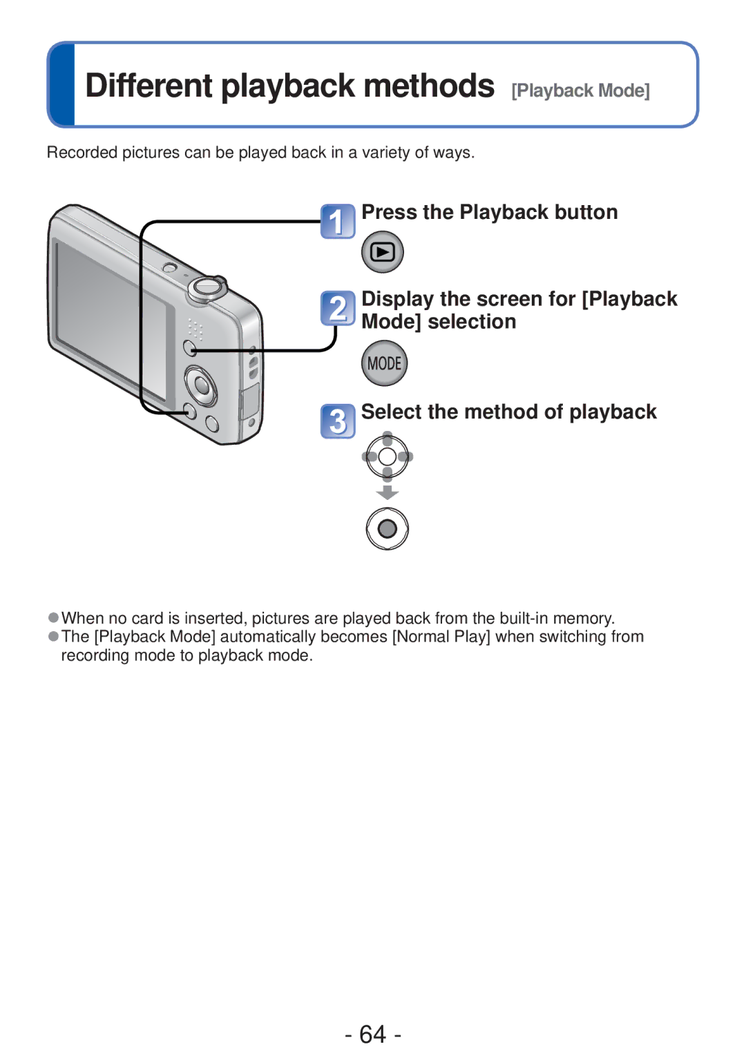 Panasonic DMC-FH4 Different playback methods Playback Mode, Recorded pictures can be played back in a variety of ways 