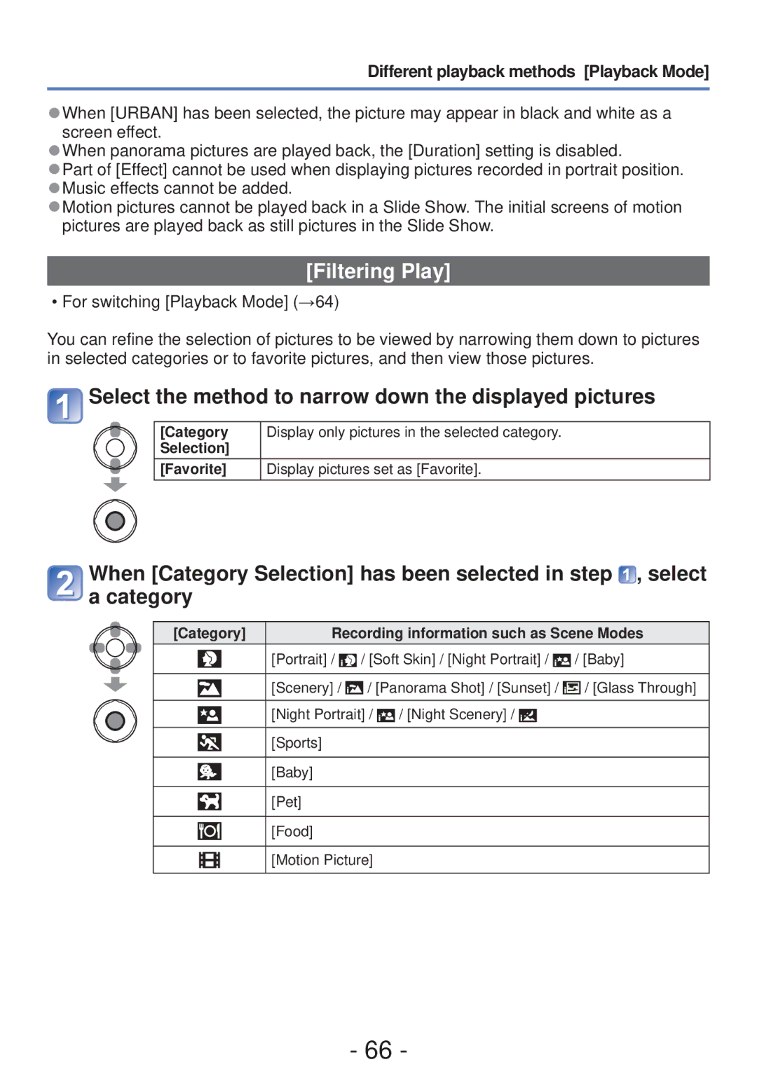 Panasonic DMC-FH4, DMC-S5 owner manual Filtering Play, Select the method to narrow down the displayed pictures 