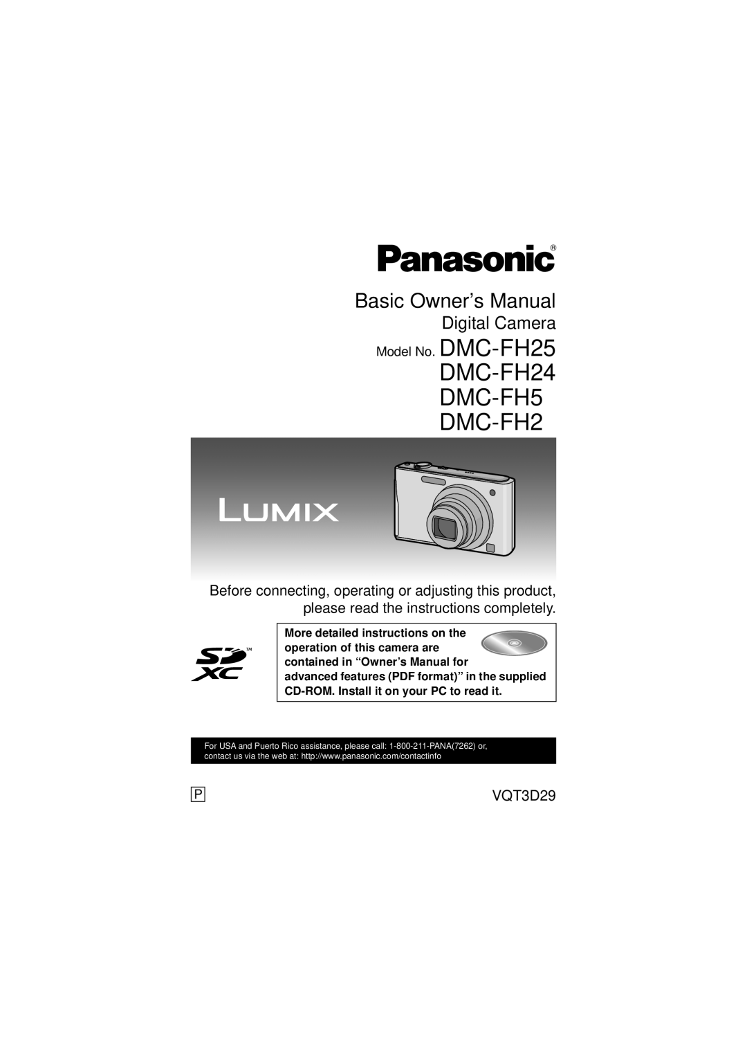 Panasonic DMC-FH25 owner manual DMC-FH24 DMC-FH5 