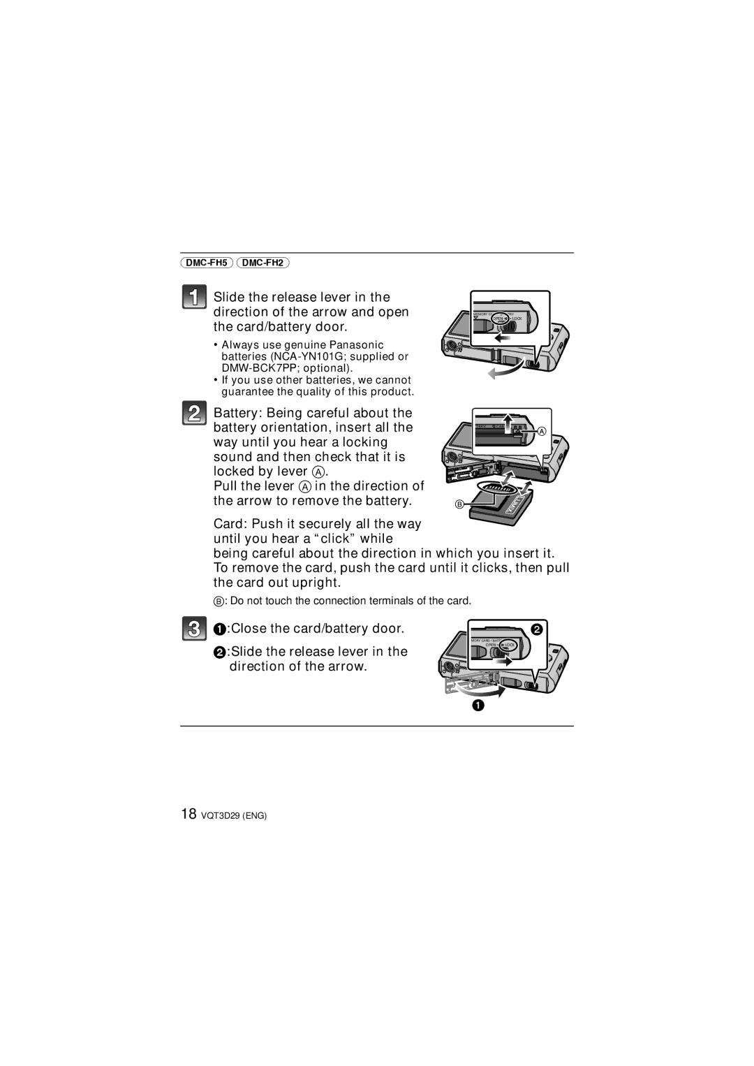 Panasonic DMC-FH24, DMC-FH5, DMC-FH25 owner manual 18 VQT3D29 ENG 