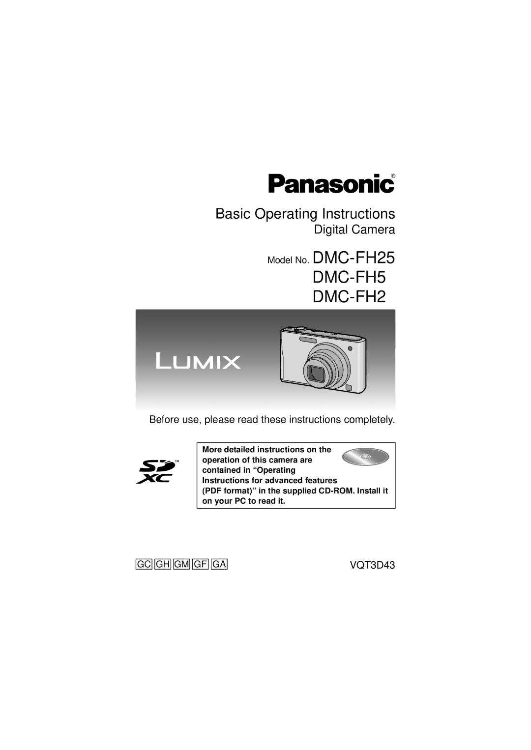 Panasonic DMC-FH5K, DMC-FH25, DMC-FH5S, DMCFH25S, DMCFH25K operating instructions DMC-FH5 DMC-FH2 