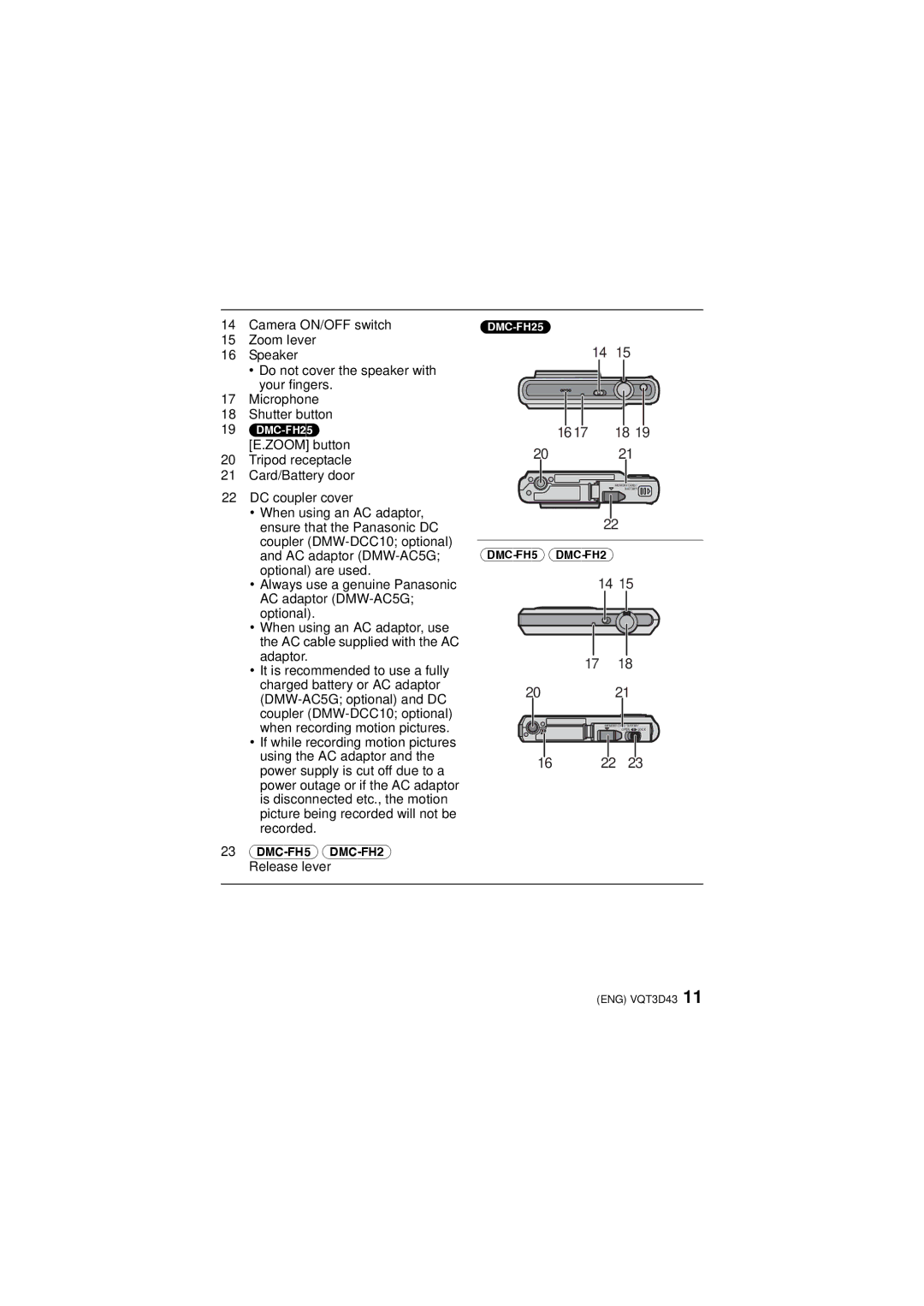 Panasonic DMC-FH5S, DMC-FH5K, DMC-FH25, DMCFH25S, DMCFH25K operating instructions 1617 