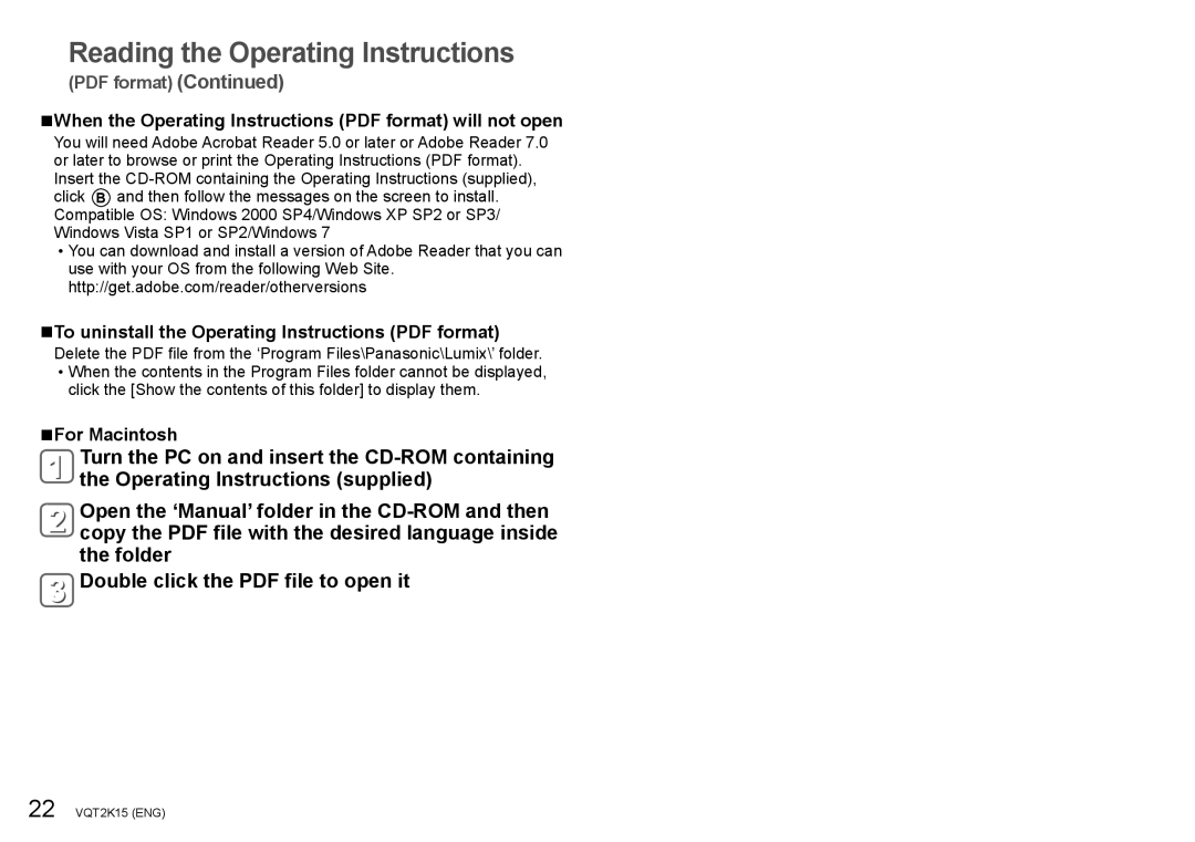 Panasonic DMC-FP1, DMC-FP2H operating instructions For Macintosh 