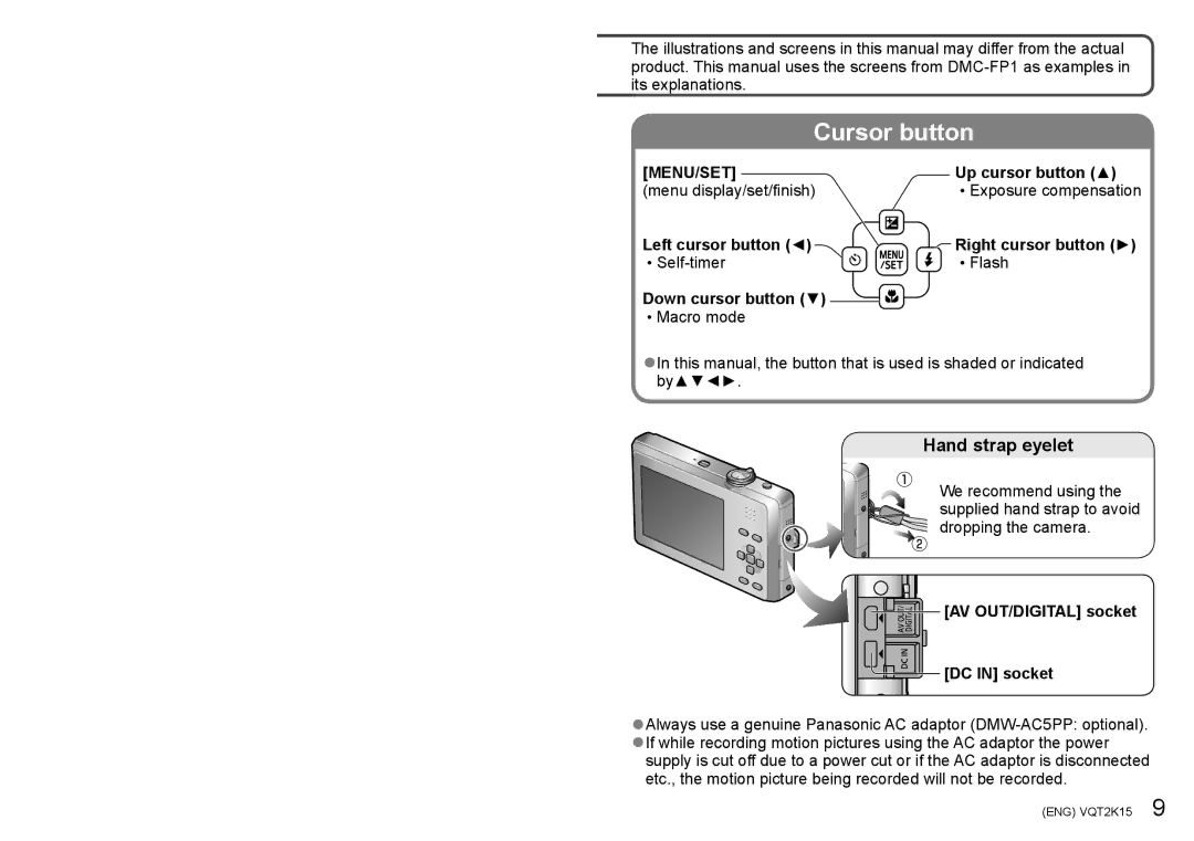 Panasonic DMC-FP1, DMC-FP2H operating instructions Hand strap eyelet 