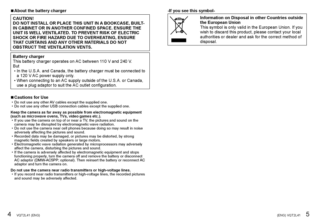 Panasonic DMC-FP3 operating instructions About the battery charger, Battery charger 