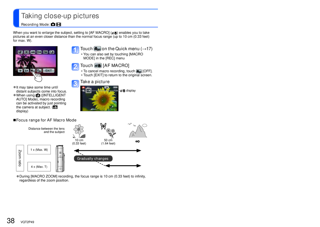 Panasonic DMC-FP3 operating instructions 38 VQT2P49 