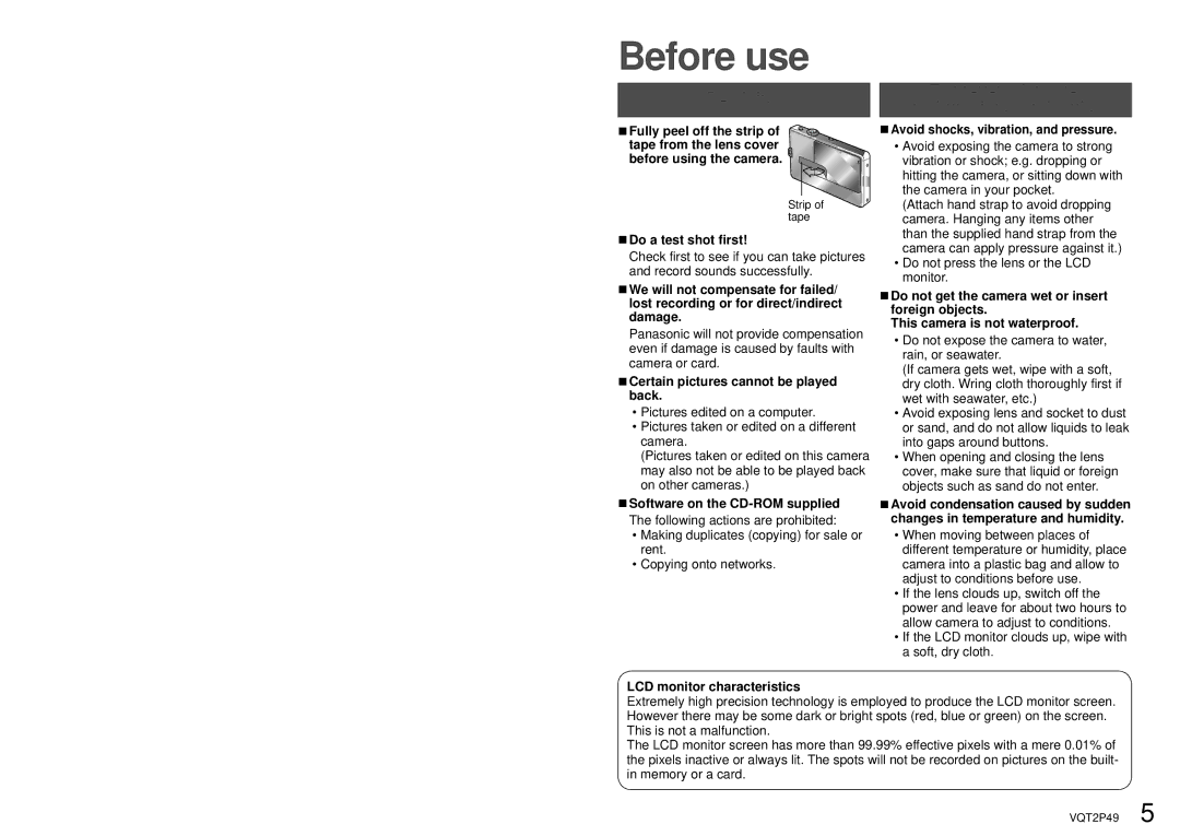 Panasonic DMC-FP3 operating instructions Read first, To prevent damage Malfunctions, and faults 