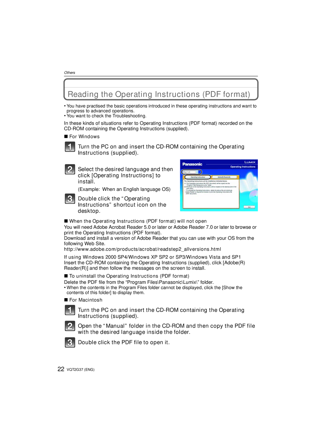 Panasonic DMC-FP8 operating instructions For Windows, Example When an English language OS, For Macintosh 