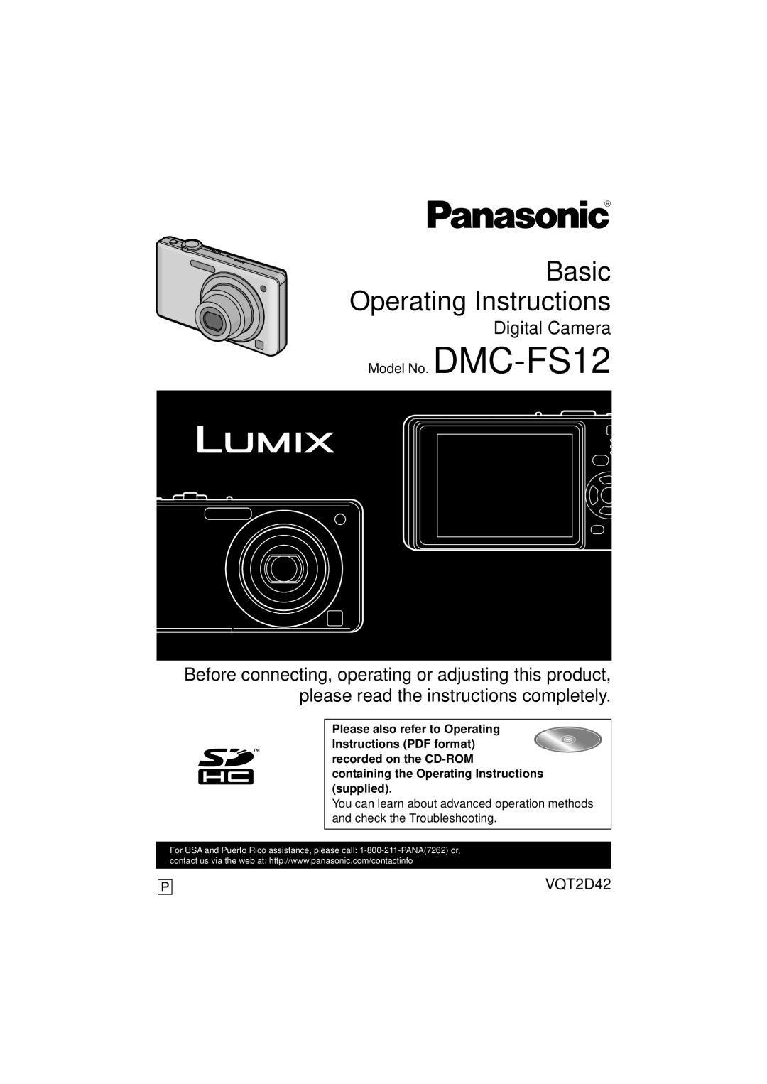 Panasonic VQT2D42, DMC-FS12 operating instructions Basic Operating Instructions 