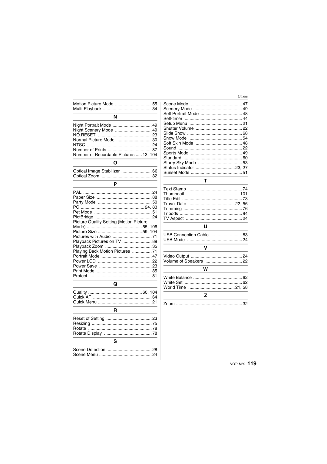 Panasonic DMC-FS20 Picture Quality Setting Motion Picture, Mode Picture Size, Status Indicator, 101, Travel Date 