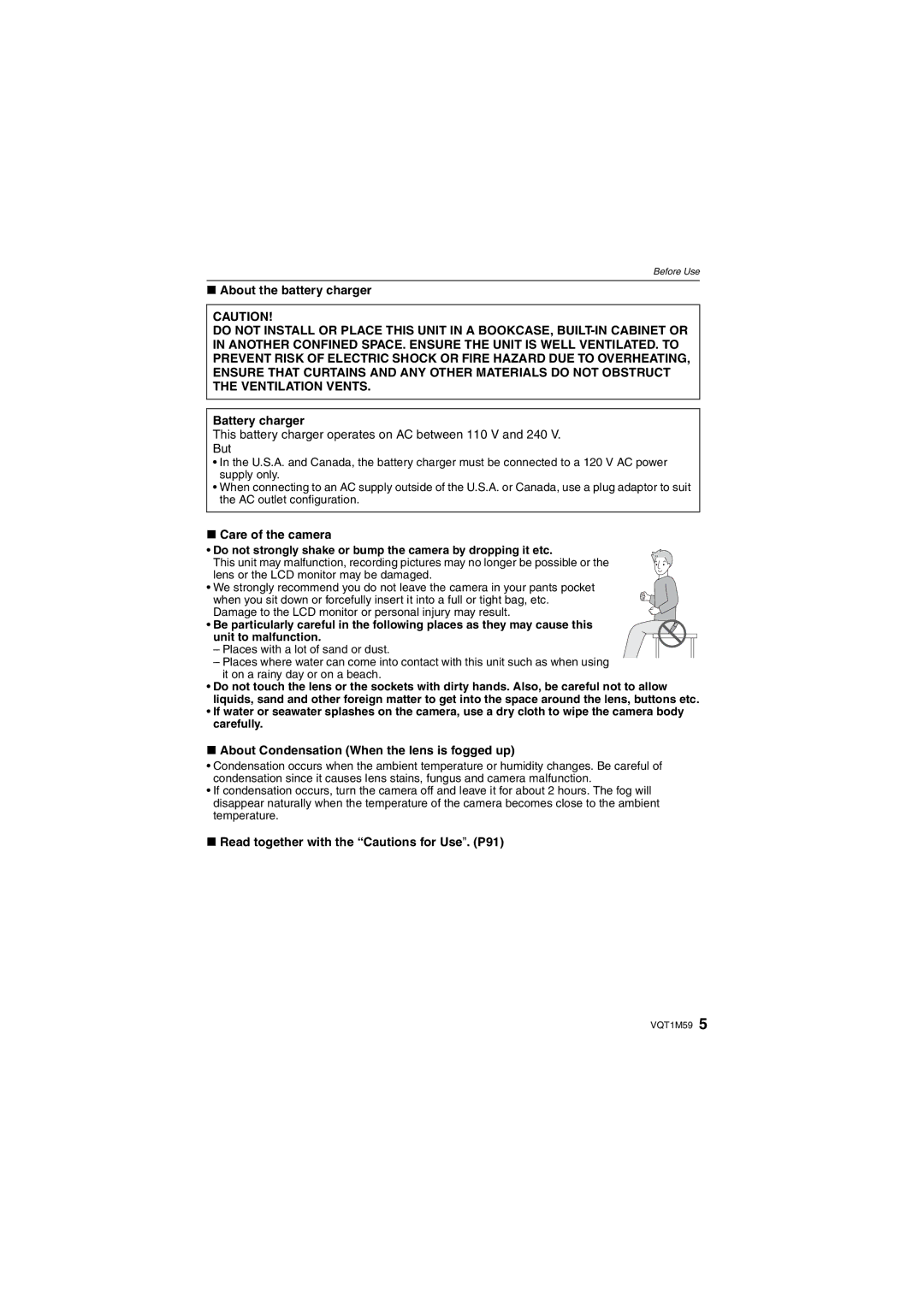 Panasonic DMC-FS20 operating instructions About the battery charger, Battery charger, Care of the camera 