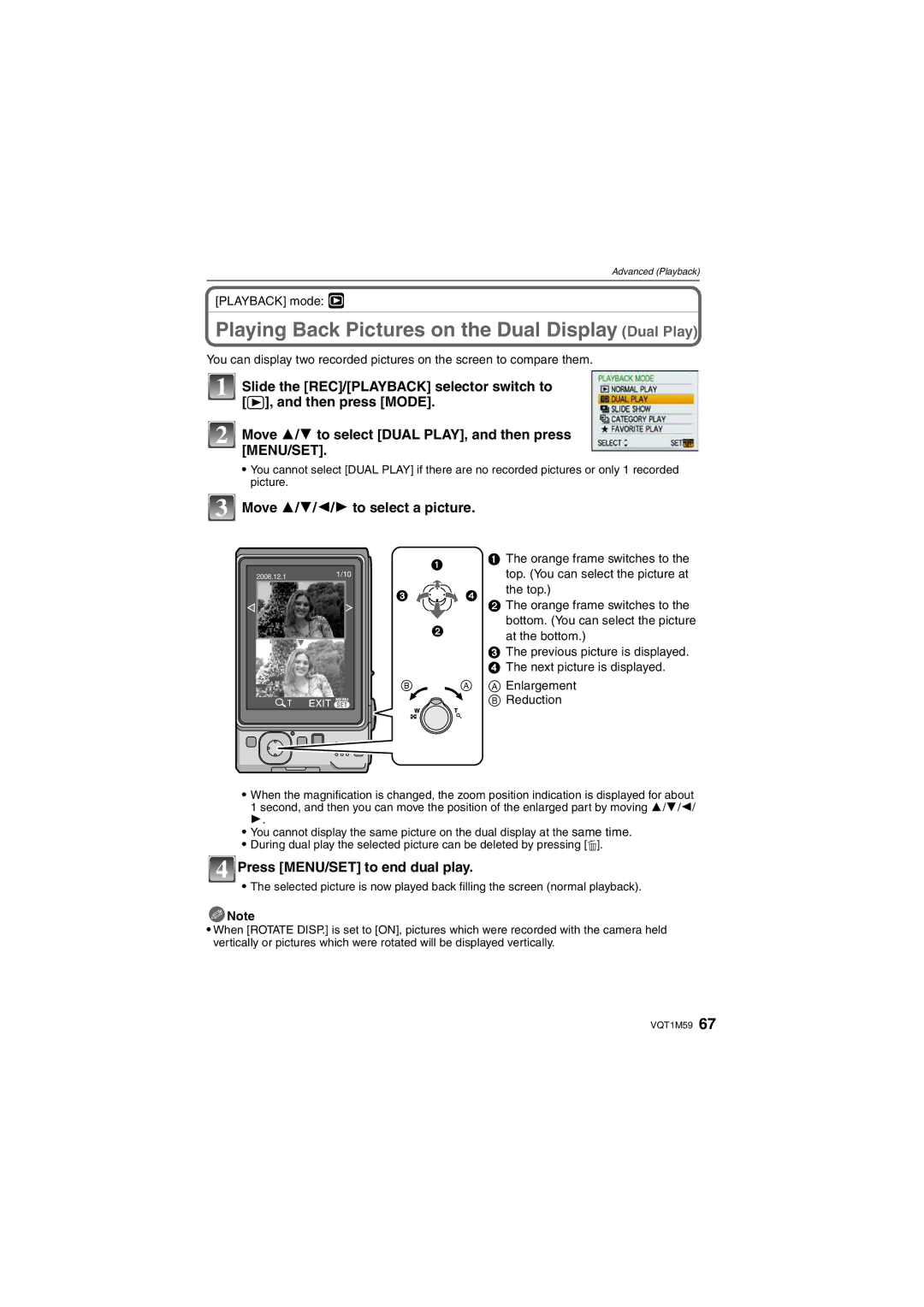 Panasonic DMC-FS20 operating instructions Playing Back Pictures on the Dual Display Dual Play 