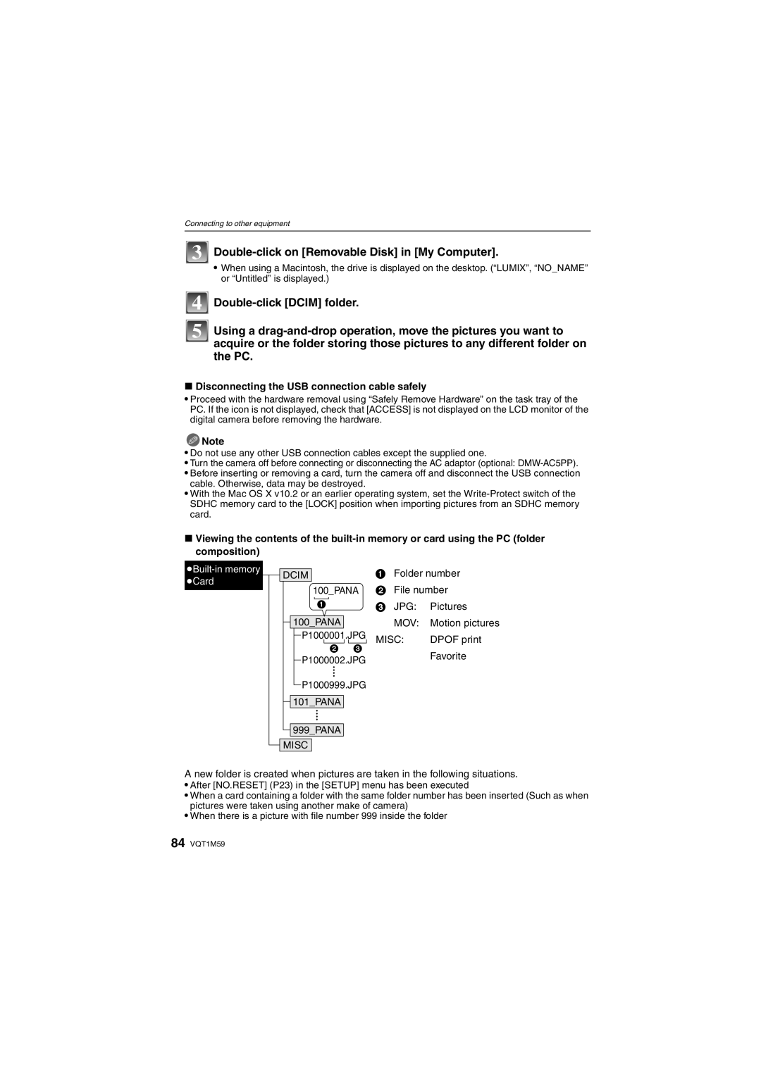 Panasonic DMC-FS20 Double-click on Removable Disk in My Computer, Disconnecting the USB connection cable safely 