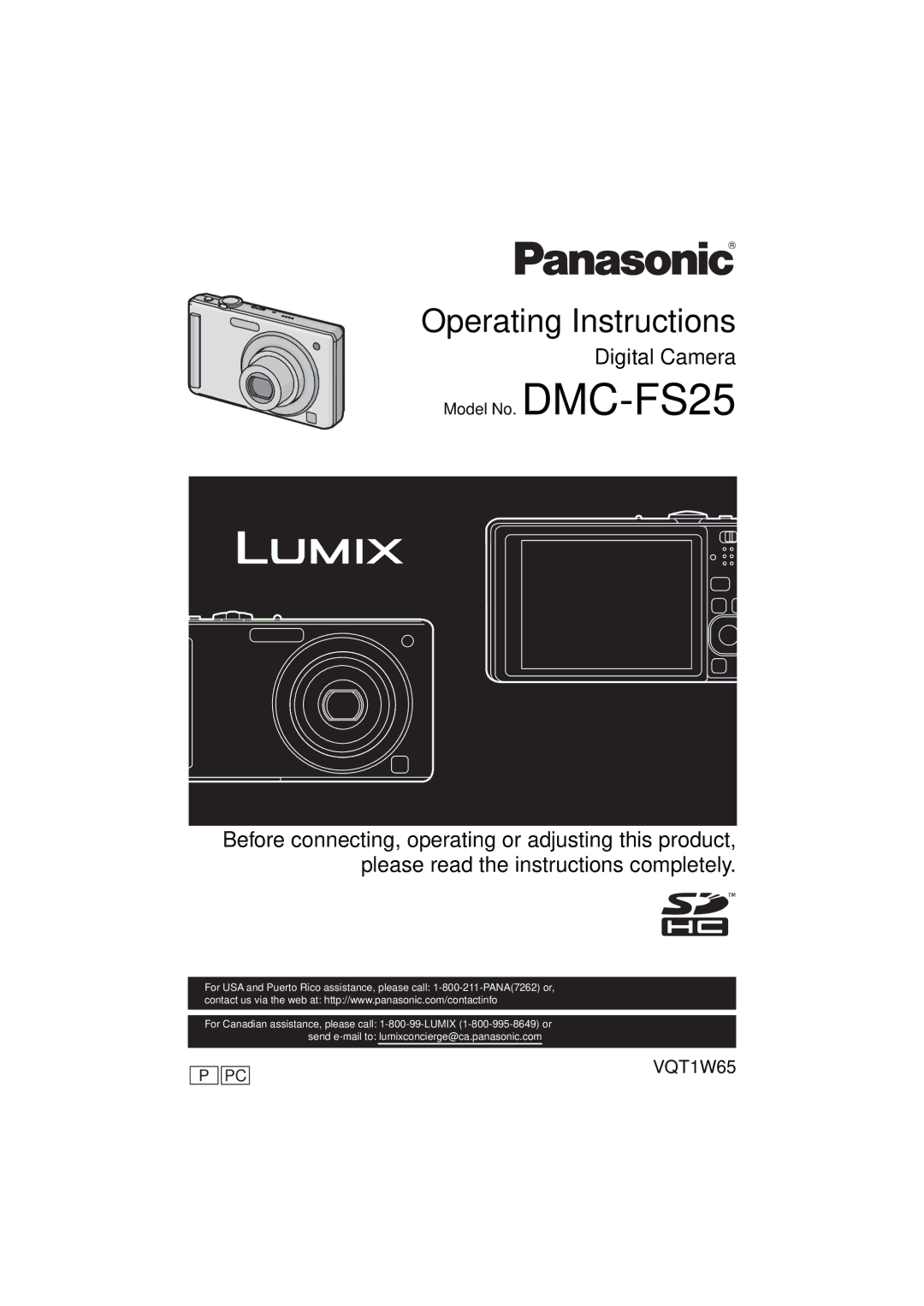 Panasonic DMC-FS25 operating instructions Operating Instructions 