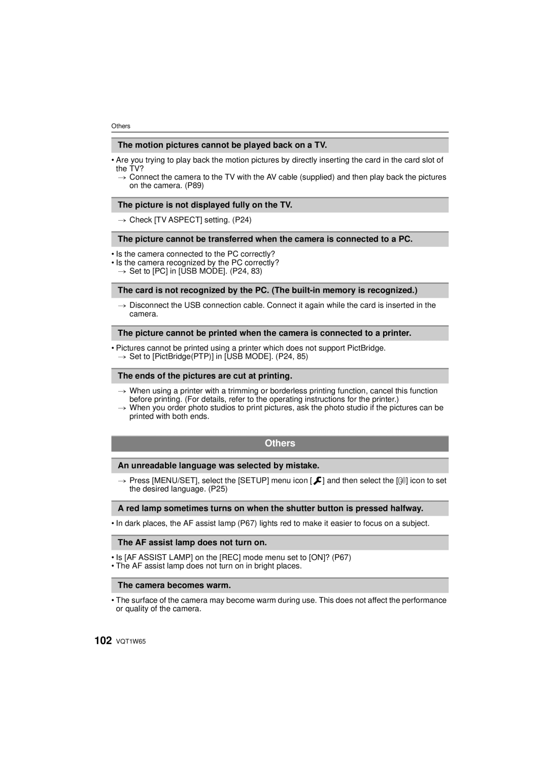 Panasonic DMC-FS25 operating instructions Others 