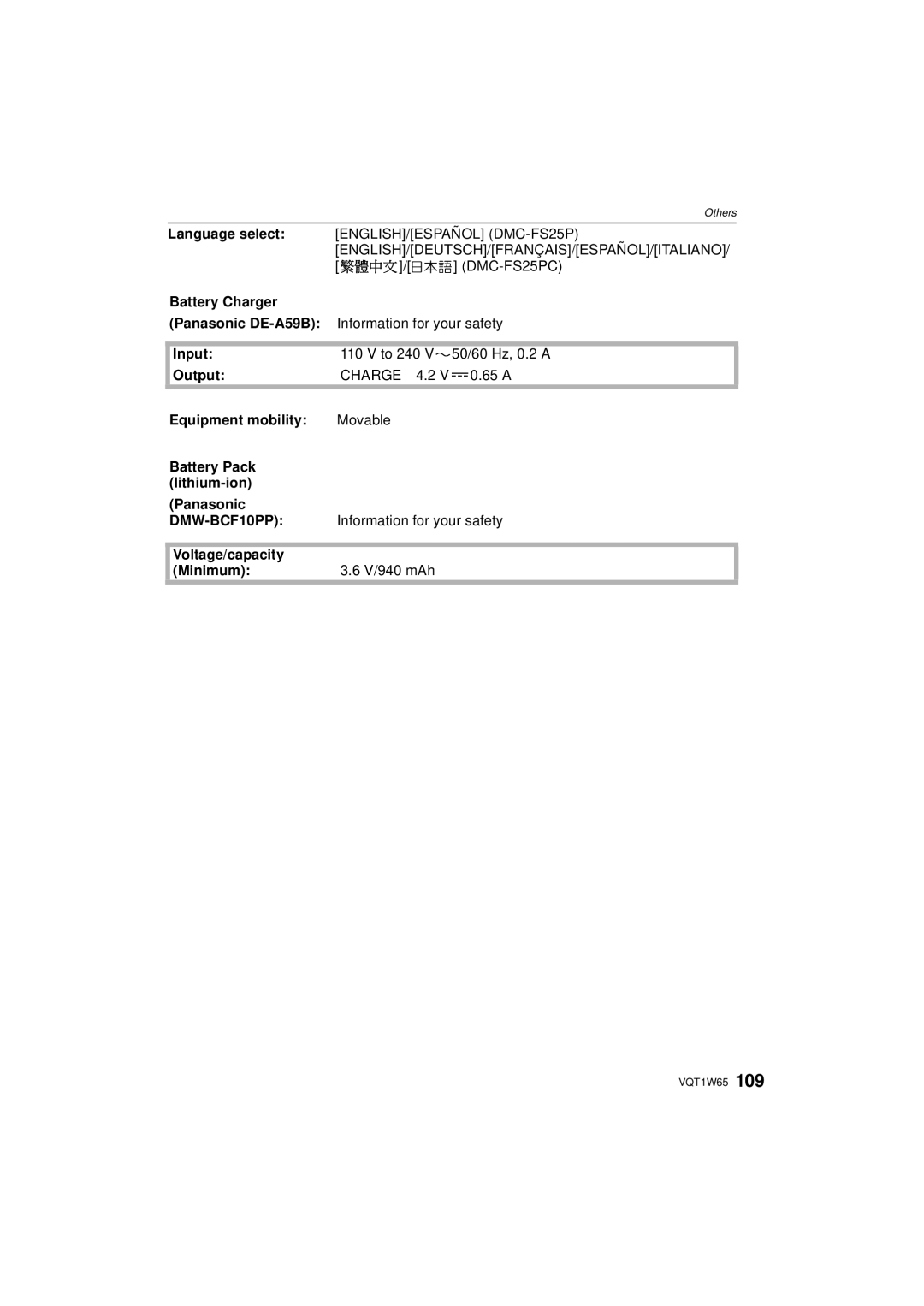 Panasonic DMC-FS25 operating instructions Charge 4.2, DMW-BCF10PP 