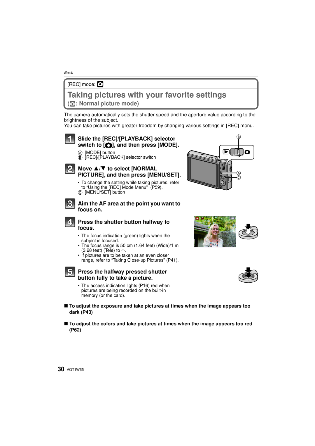 Panasonic DMC-FS25 Taking pictures with your favorite settings, Move 3/4 to select Normal PICTURE, and then press MENU/SET 