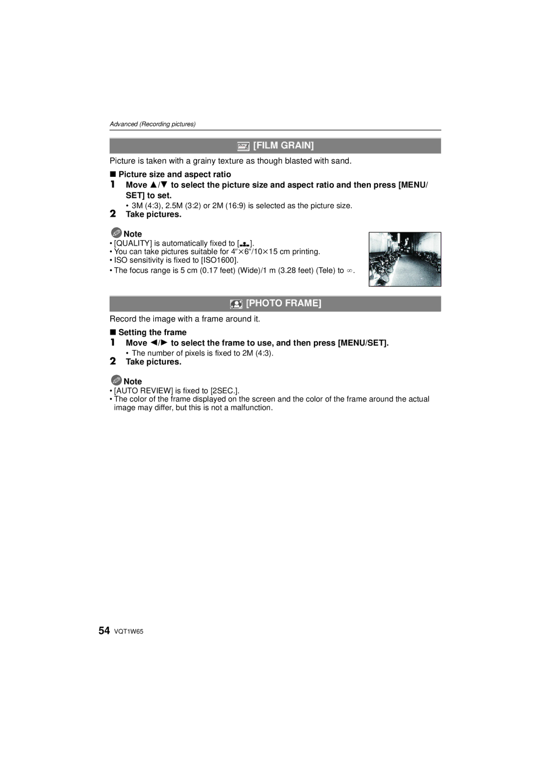 Panasonic DMC-FS25 Film Grain, Photo Frame, Record the image with a frame around it, Number of pixels is fixed to 2M 