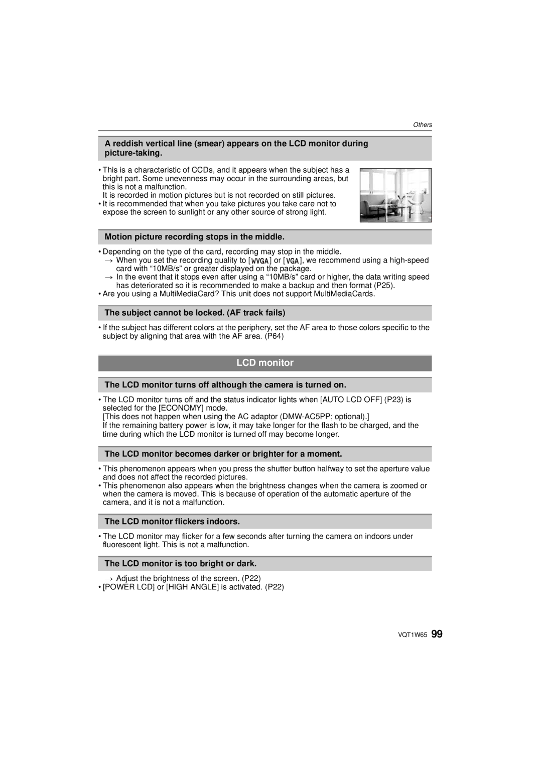 Panasonic DMC-FS25 operating instructions LCD monitor 