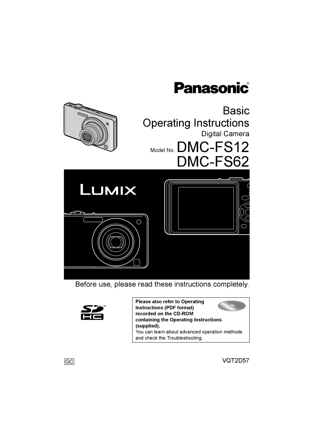 Panasonic DMC-FS12 operating instructions DMC-FS62 