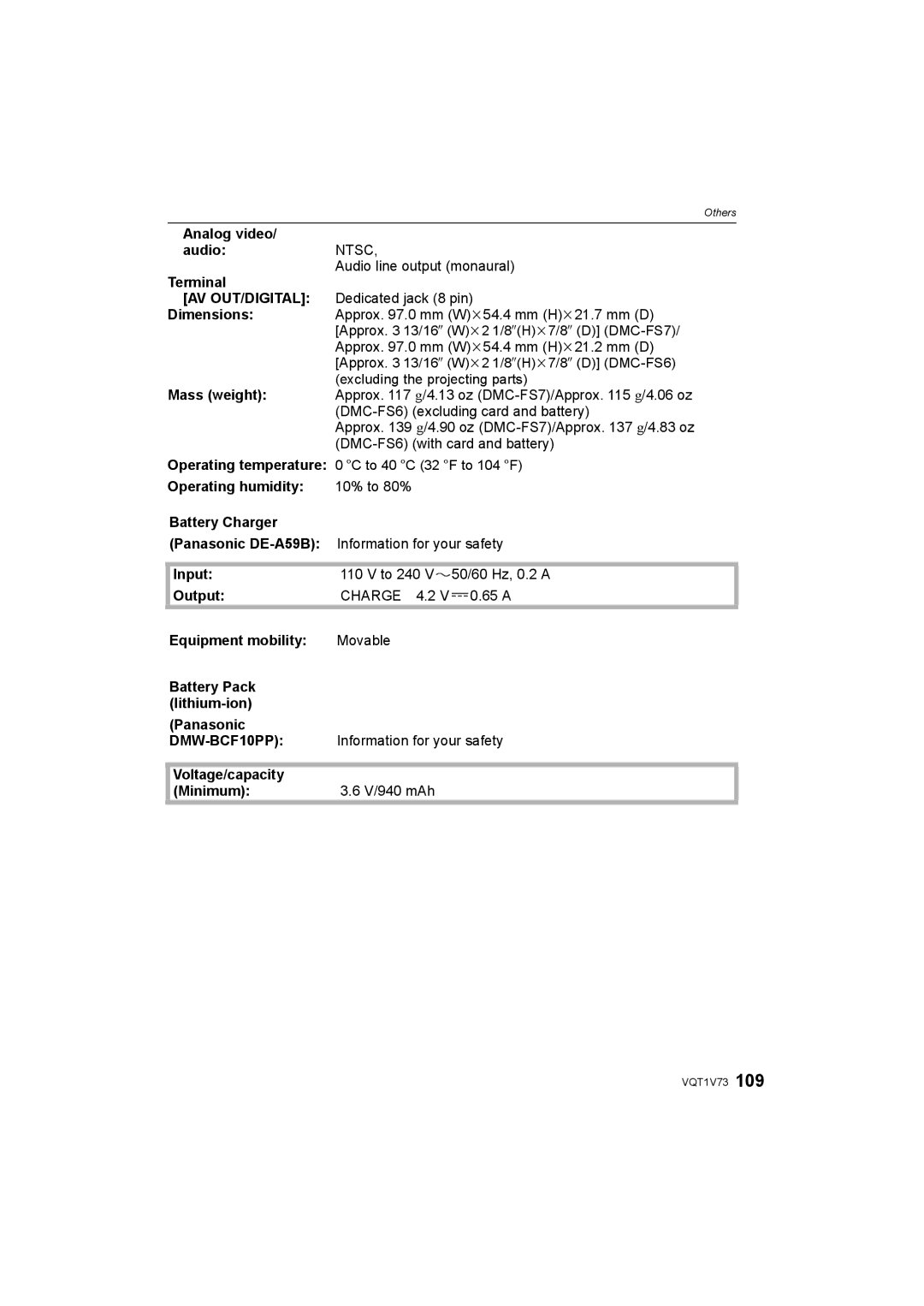 Panasonic DMC-FS8S, DMC-FS7 operating instructions Charge 4.2, DMW-BCF10PP 