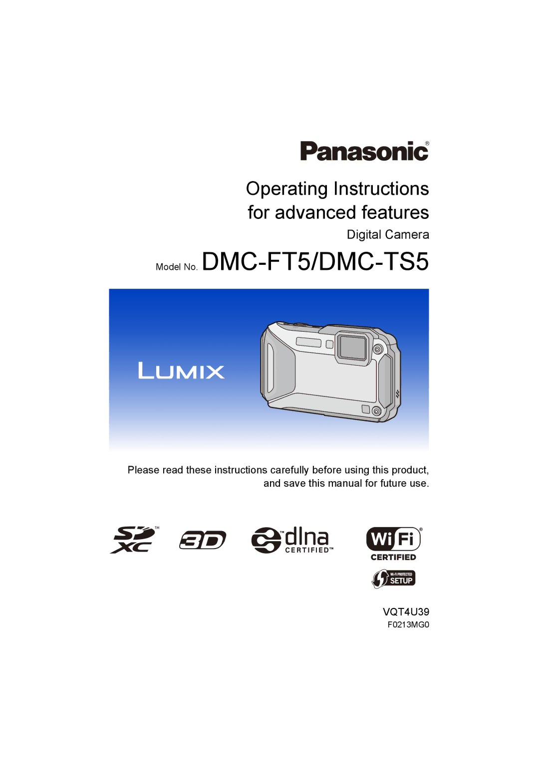 Panasonic operating instructions Model No. DMC-FT5/DMC-TS5, F0213MG0 