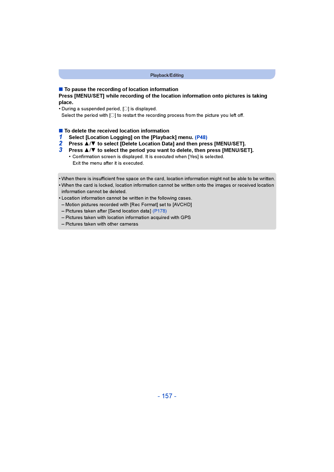 Panasonic DMC-FT5/DMC-TS5 operating instructions 157 