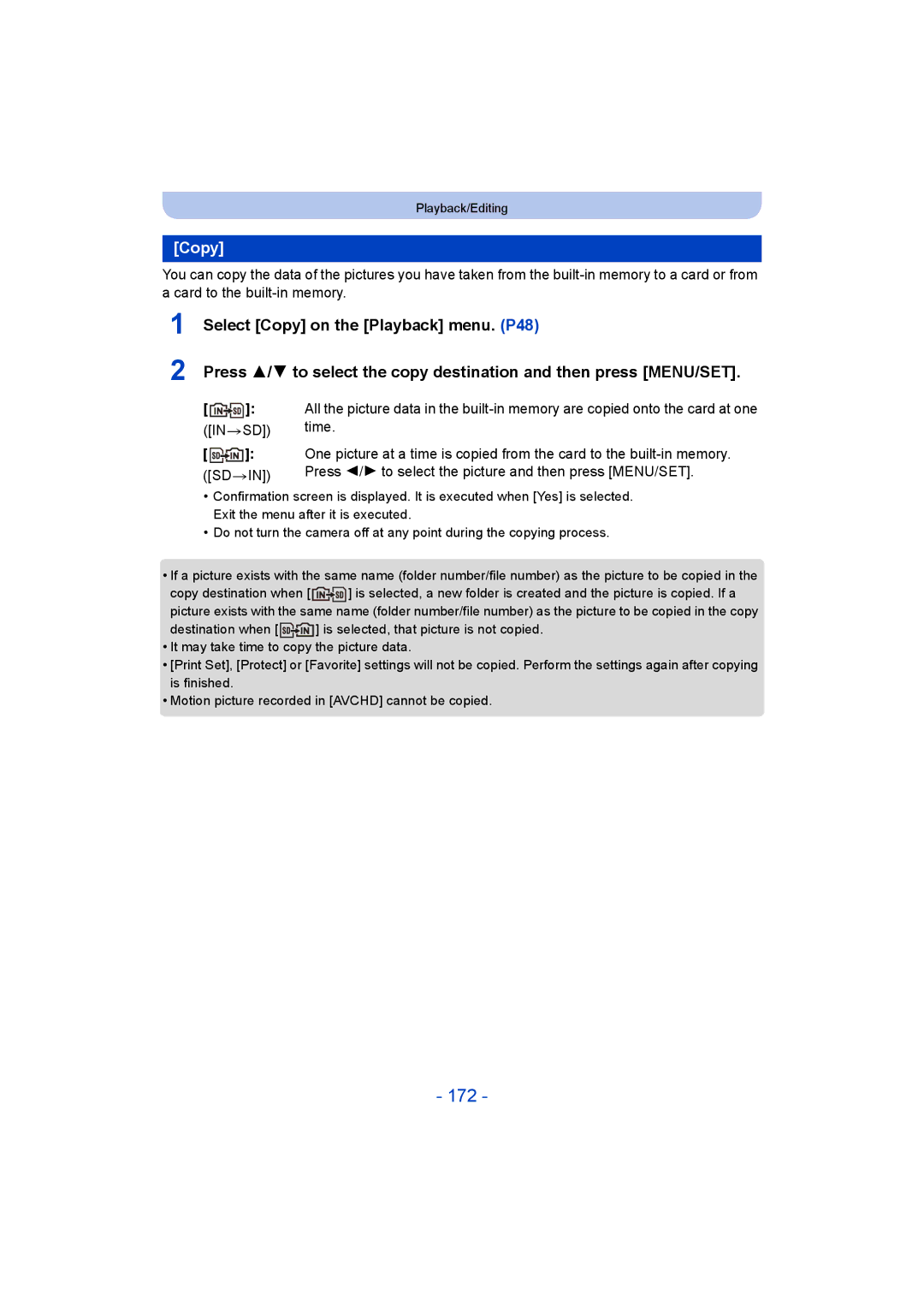 Panasonic DMC-FT5/DMC-TS5 operating instructions 172, Copy 