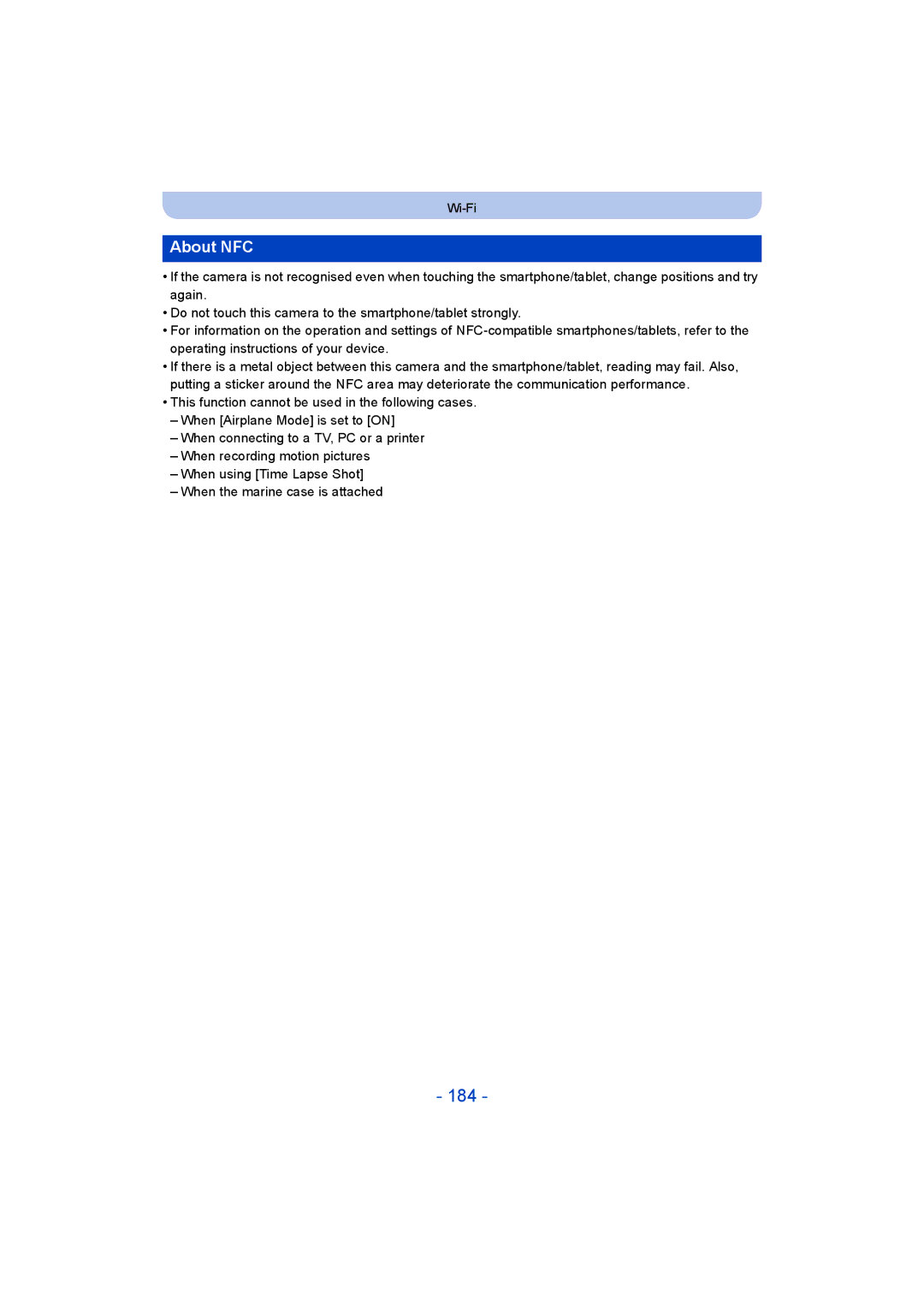 Panasonic DMC-FT5/DMC-TS5 operating instructions 184, About NFC 