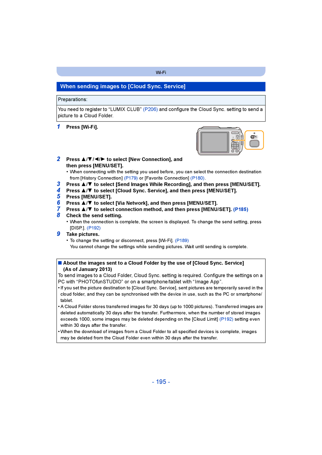 Panasonic DMC-FT5/DMC-TS5 operating instructions 195, When sending images to Cloud Sync. Service 