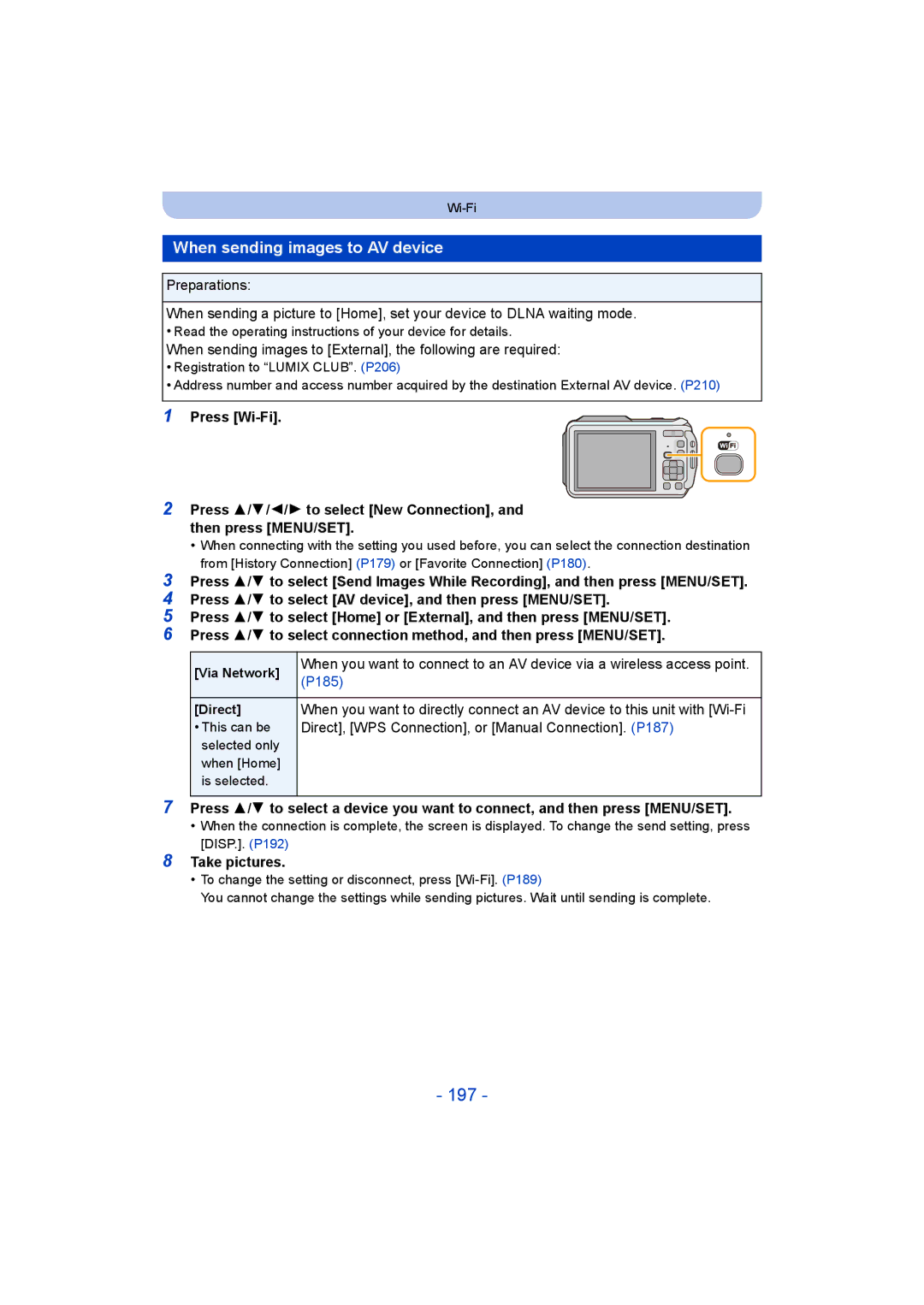 Panasonic DMC-FT5/DMC-TS5 operating instructions 197, When sending images to AV device 