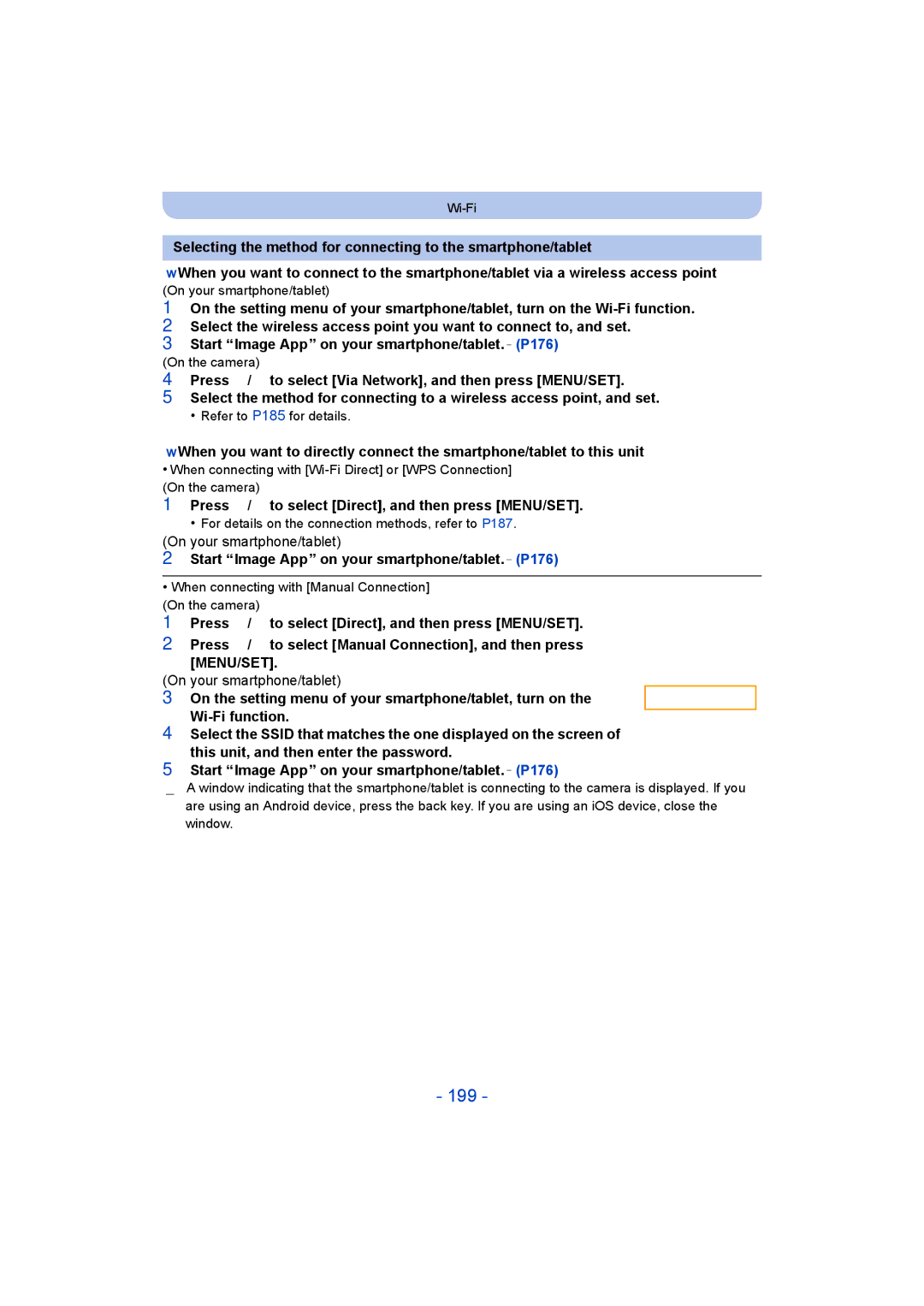 Panasonic DMC-FT5/DMC-TS5 operating instructions 199, Press 3/4 to select Direct, and then press MENU/SET 