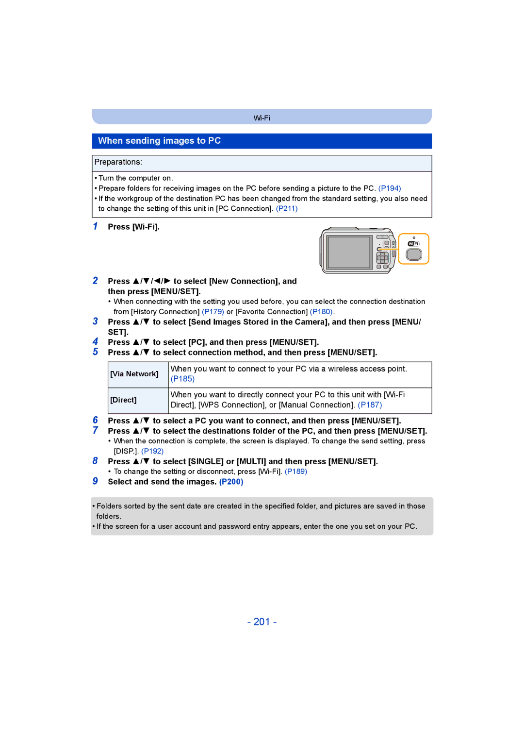 Panasonic DMC-FT5/DMC-TS5 operating instructions 201, When sending images to PC 