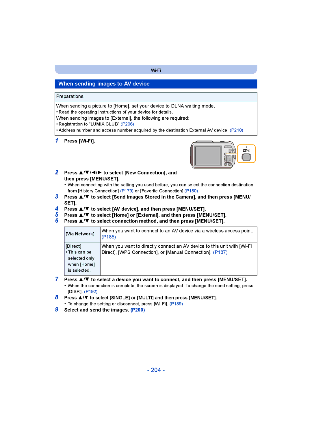 Panasonic DMC-FT5/DMC-TS5 operating instructions 204, When sending images to AV device 