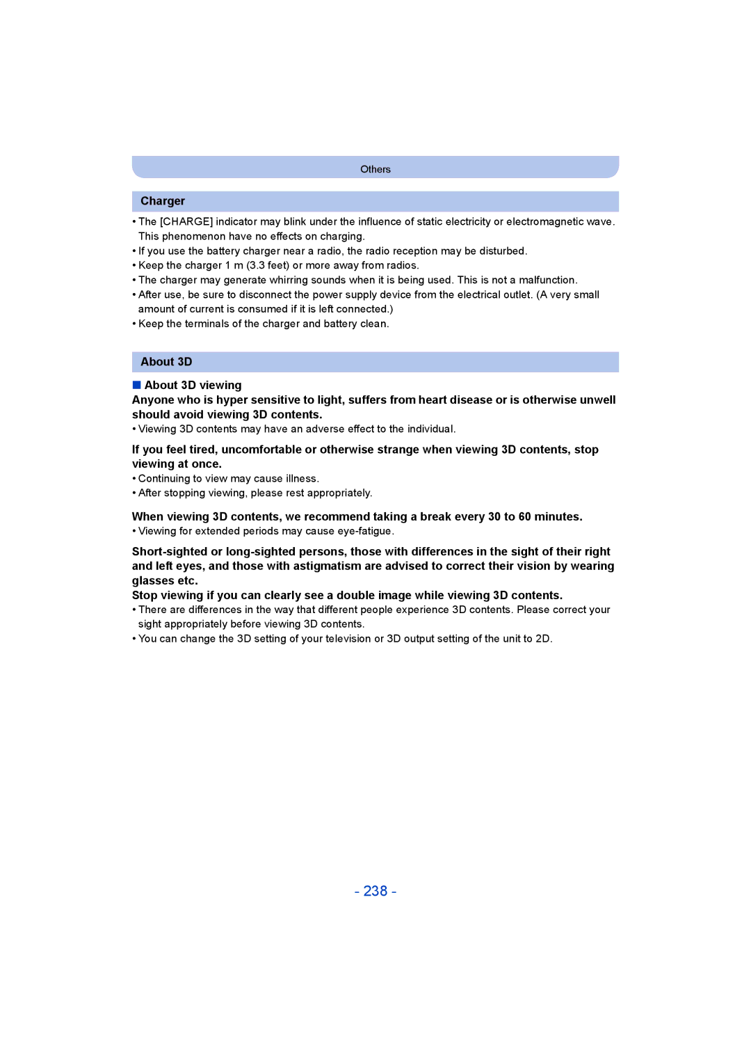 Panasonic DMC-FT5/DMC-TS5 operating instructions 238, Charger 