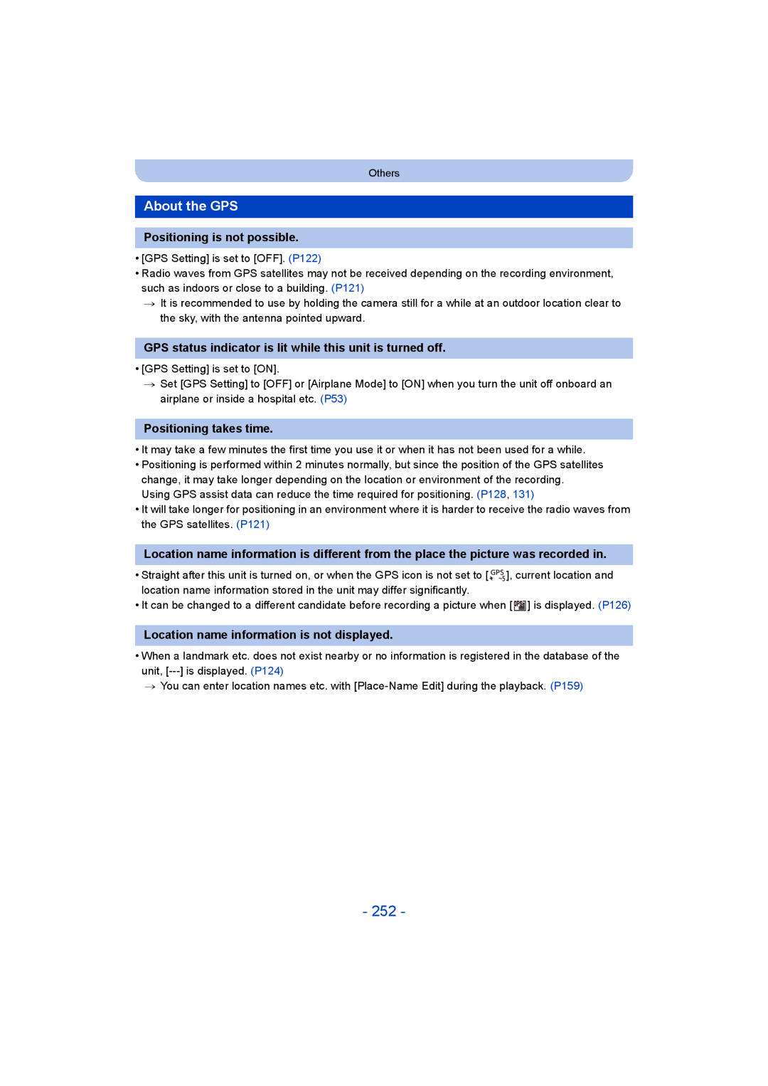 Panasonic DMC-FT5/DMC-TS5 operating instructions 252, About the GPS 