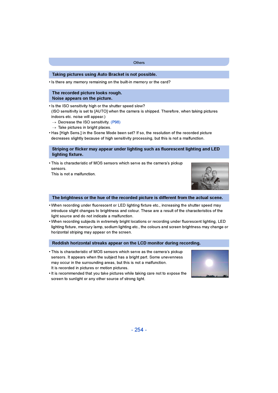 Panasonic DMC-FT5/DMC-TS5 operating instructions 254, Taking pictures using Auto Bracket is not possible 