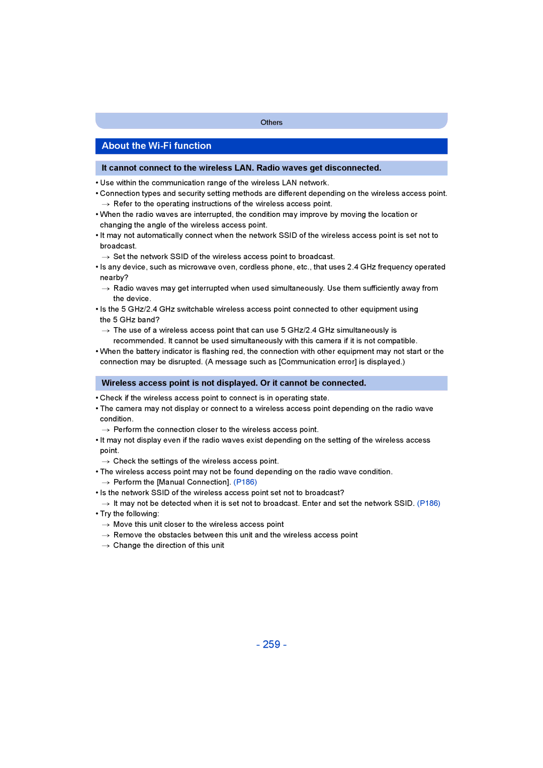 Panasonic DMC-FT5/DMC-TS5 operating instructions 259, About the Wi-Fi function 