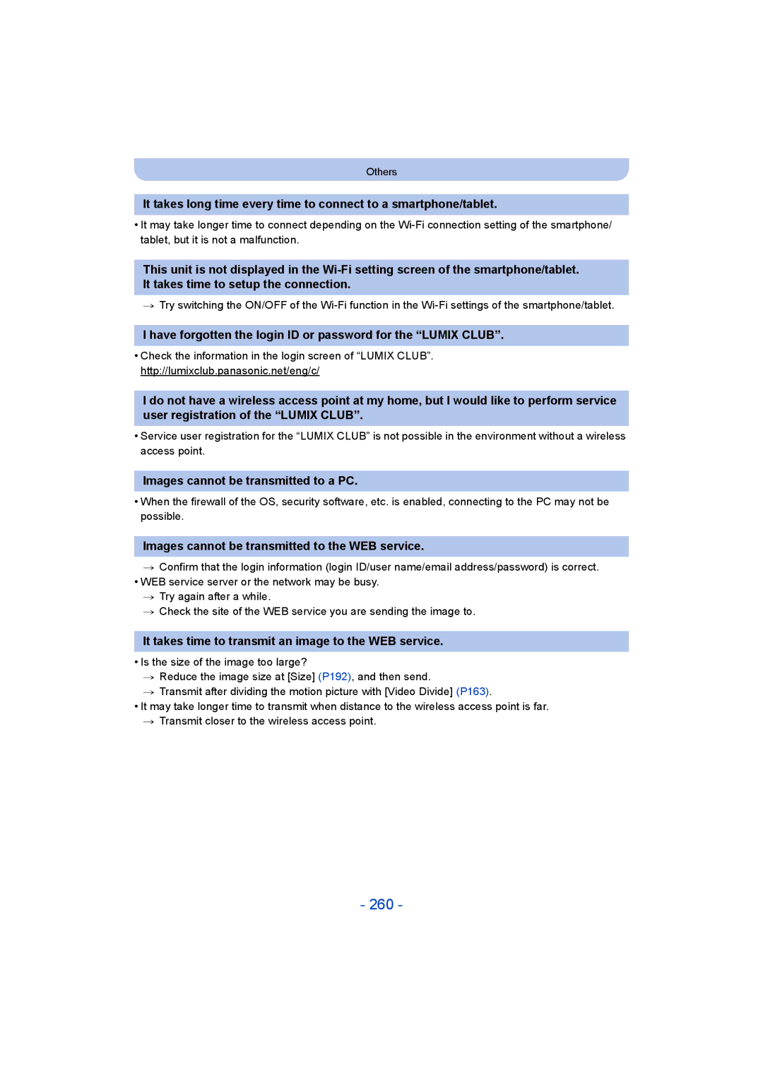 Panasonic DMC-FT5/DMC-TS5 operating instructions 260, Have forgotten the login ID or password for the Lumix Club 