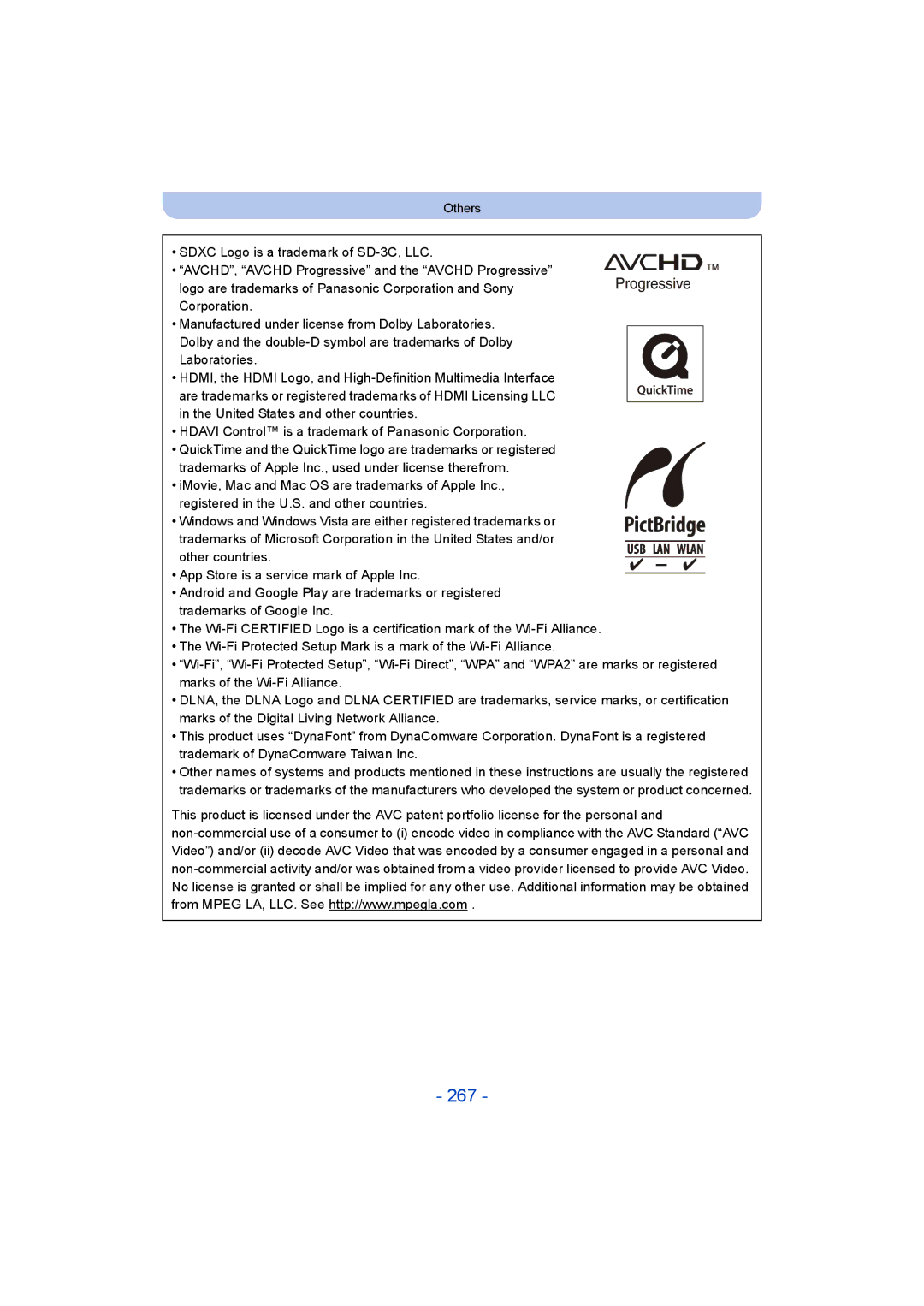 Panasonic DMC-FT5/DMC-TS5 operating instructions 267 