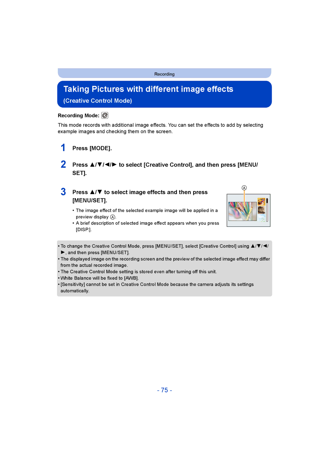 Panasonic DMC-FT5/DMC-TS5 operating instructions Taking Pictures with different image effects 