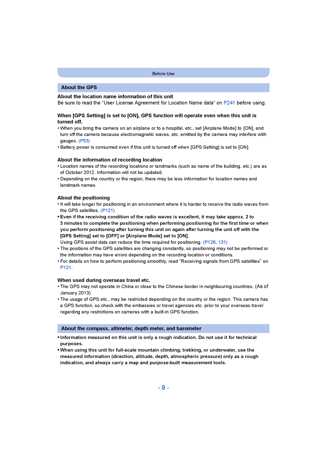 Panasonic DMC-FT5/DMC-TS5 operating instructions About the information of recording location, About the positioning 