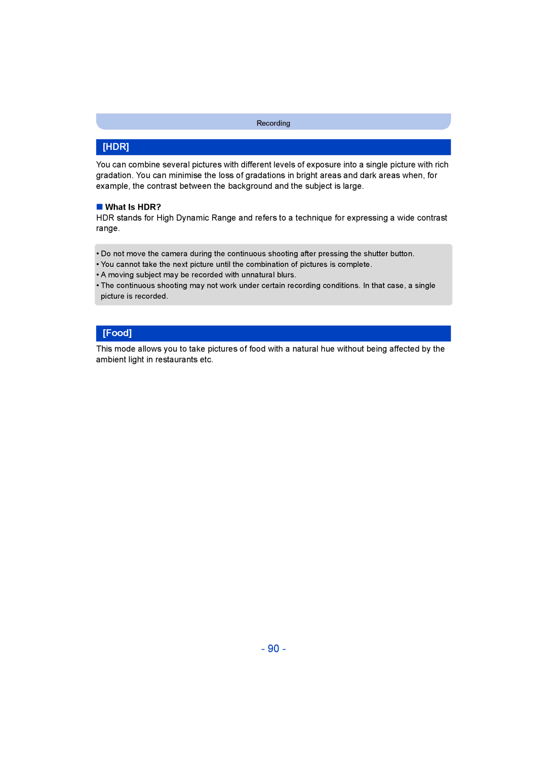 Panasonic DMC-FT5/DMC-TS5 operating instructions Food, What Is HDR? 